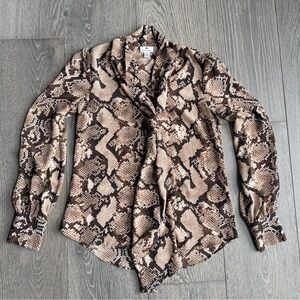 Altuzarra for Target Snakeskin V-Neck Sheer Draped Blouse Size XS